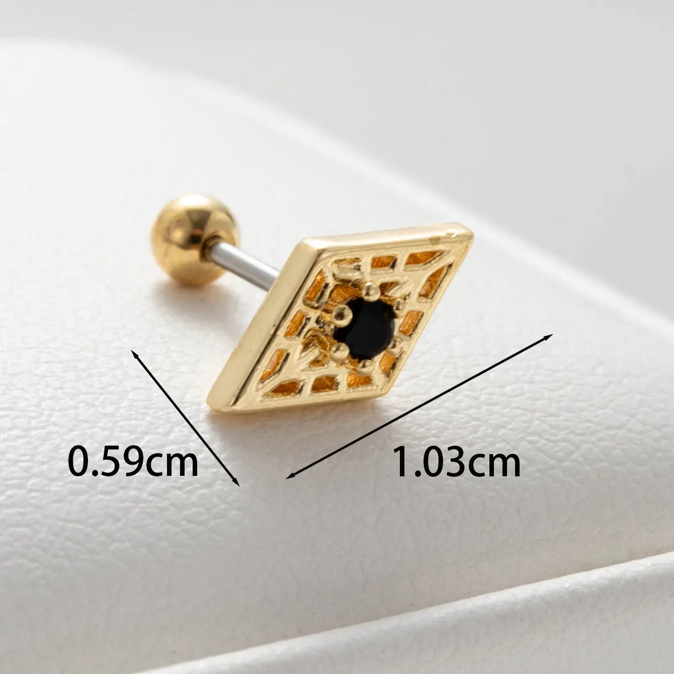 1 Piece Simple Series Classic Rhombus   Gold Color  Women's Stud Earrings h5 